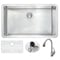 Anzzi Vanguard Undermount 32" Kitchen Sink with Brushed Nickel Accent Faucet KAZ3219-031B - alternate 1